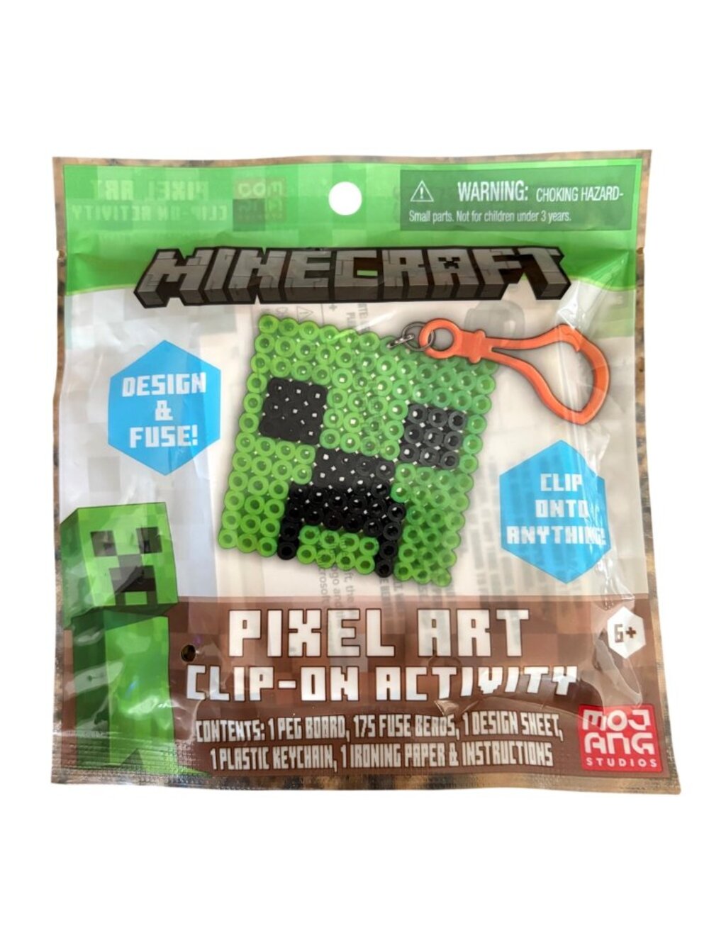 Minecraft Pixel Art Clip-On Activity Kit Creeper Keychain Design Kids Beads